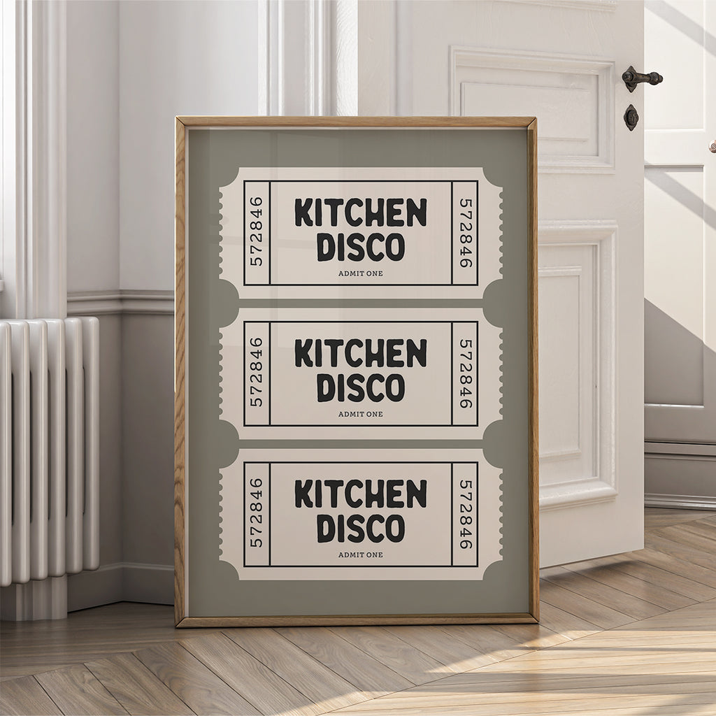 Retro Kitchen Disco Wall Art Print – Fun Vintage Ticket Style Home ...