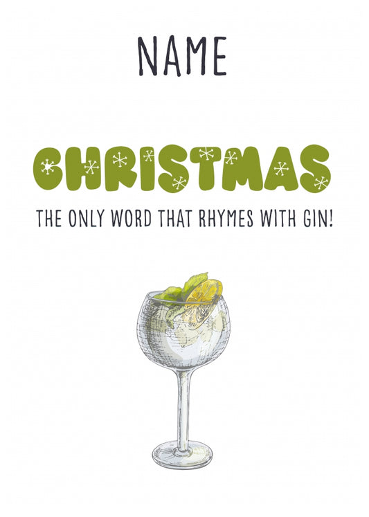 Gin Christmas Card for Her including Mum Auntie Sister and Friend