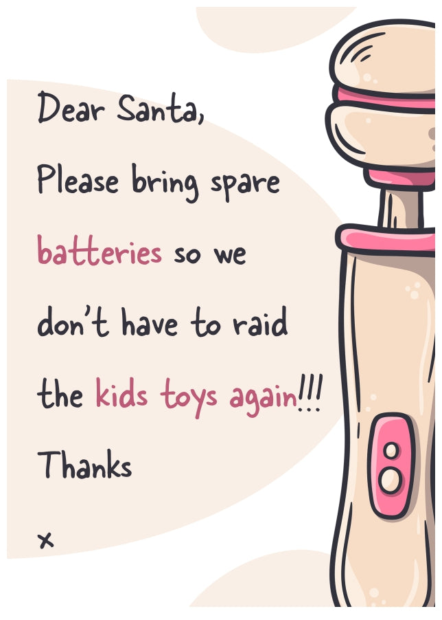Rude Christmas Card for Women - Funny Xmas Card - Send Spare Batteries
