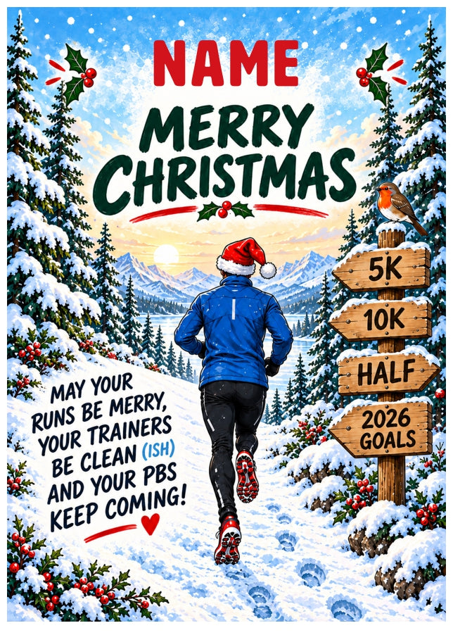 Personalised Running Christmas Card for Runners