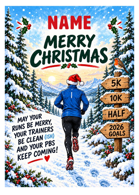 Personalised Running Christmas Card for Runners