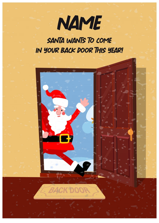 Very Rude Christmas Card for Her, Girlfriend or Wife - Santa Back Door!