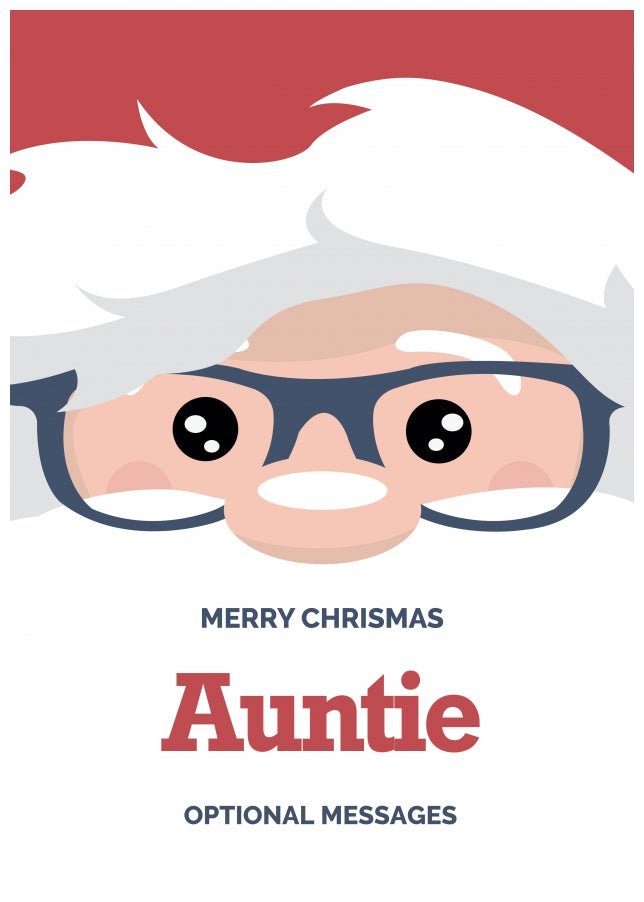 Fun Auntie Christmas Card - Cute Santa Glasses