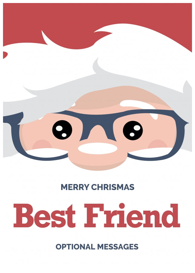 Fun Best Friend Christmas Card - Cute Santa Glasses