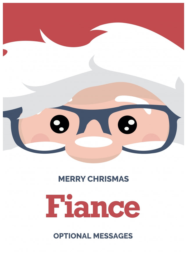 Fun Fiance Christmas Card - Cute Santa Glasses