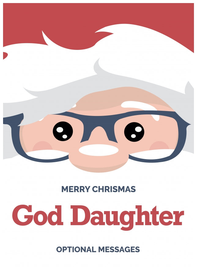 Fun God Daughter Christmas Card - Cute Santa Glasses