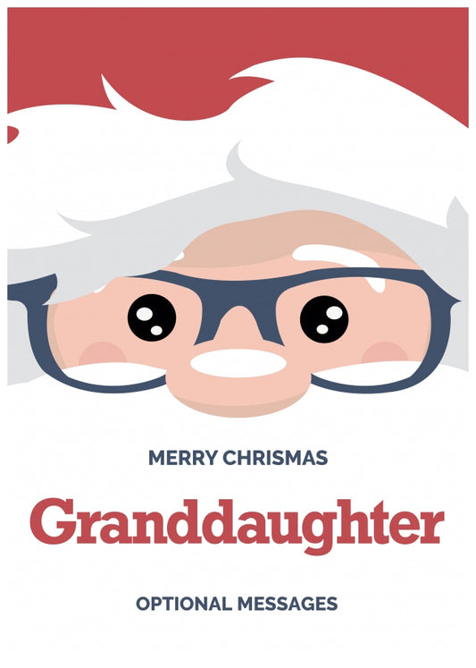 Fun Granddaughter Christmas Card - Cute Santa Glasses