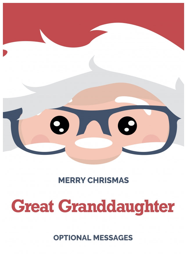 Fun Great Granddaughter Christmas Card - Cute Santa Glasses