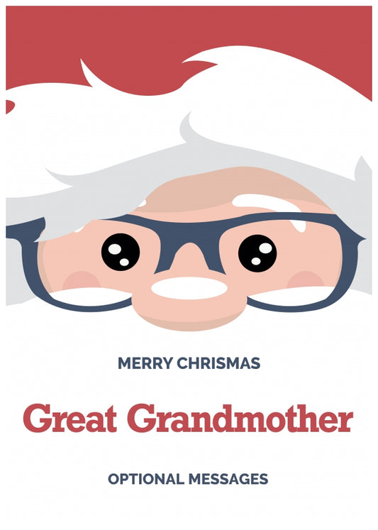 Fun Great Grandmother Christmas Card - Cute Santa Glasses