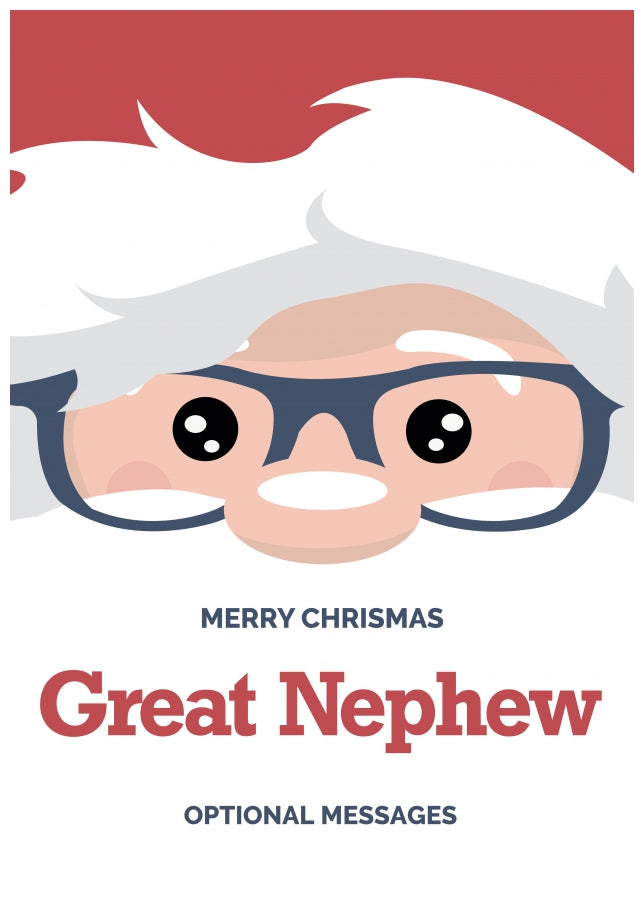 Fun Great Nephew Christmas Card - Cute Santa Glasses