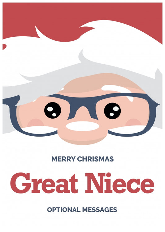 Fun Great Niece Christmas Card - Cute Santa Glasses