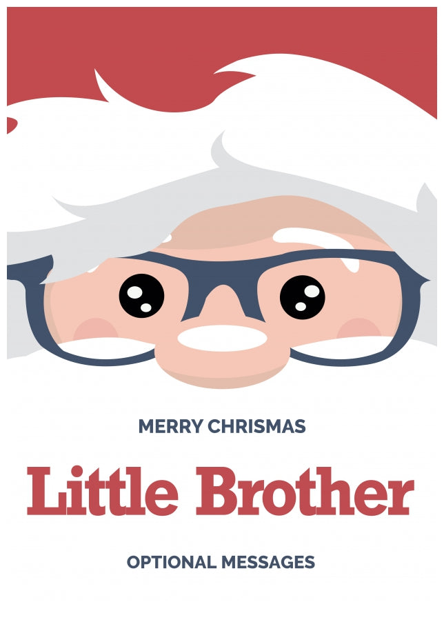 Fun Little Brother Christmas Card - Cute Santa Glasses