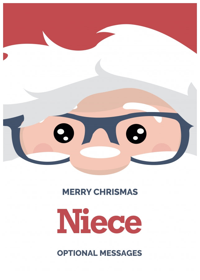 Fun Niece Christmas Card - Cute Santa Glasses