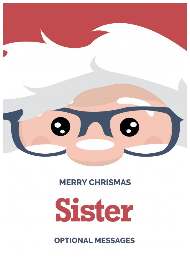 Fun Sister Christmas Card - Cute Santa Glasses