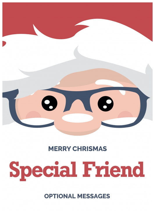 Fun Special Friend Christmas Card - Cute Santa Glasses