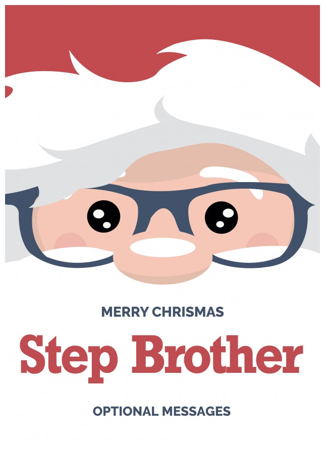 Fun Step Brother Christmas Card - Cute Santa Glasses