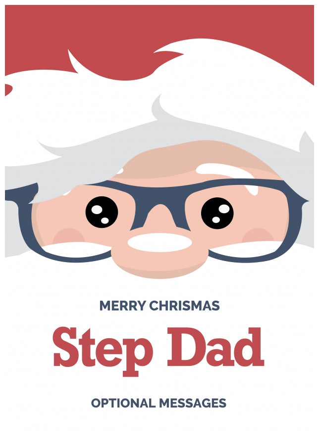 Fun Step Dad Christmas Card - Cute Santa Glasses