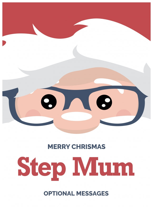 Fun Step Mum Christmas Card - Cute Santa Glasses