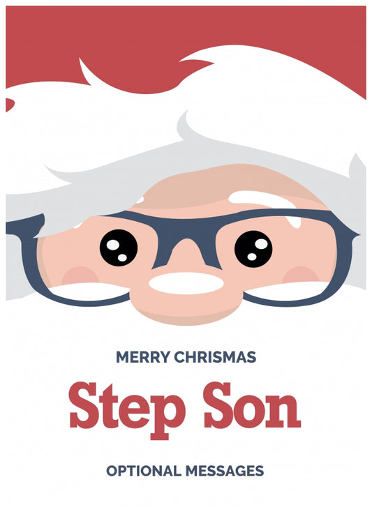 Fun Step Son Christmas Card - Cute Santa Glasses