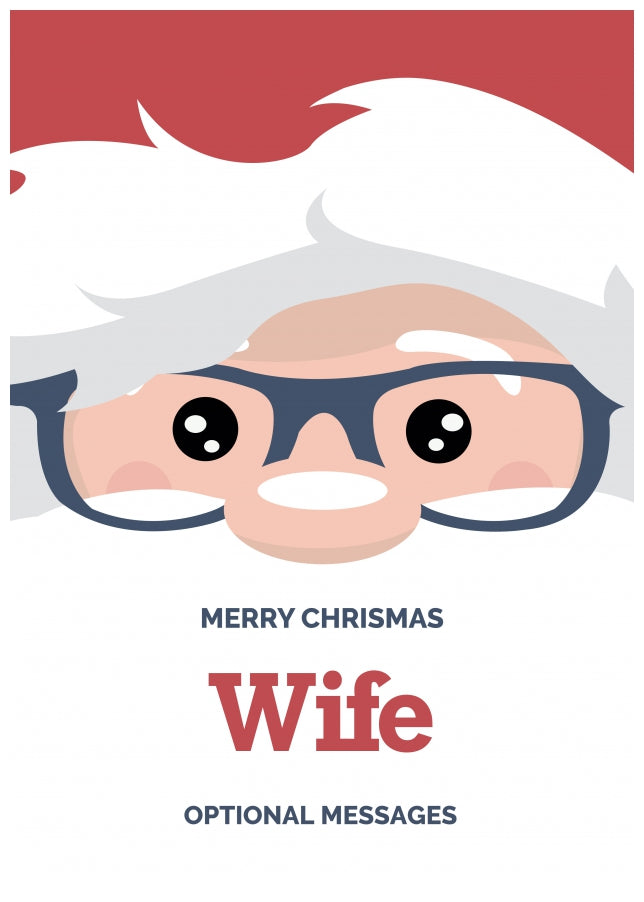 Fun Wife Christmas Card - Cute Santa Glasses