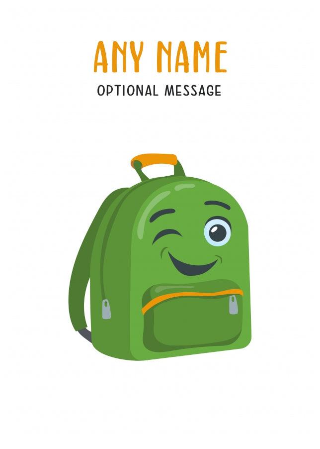 Personalised Card for Teachers (School Bag Character)