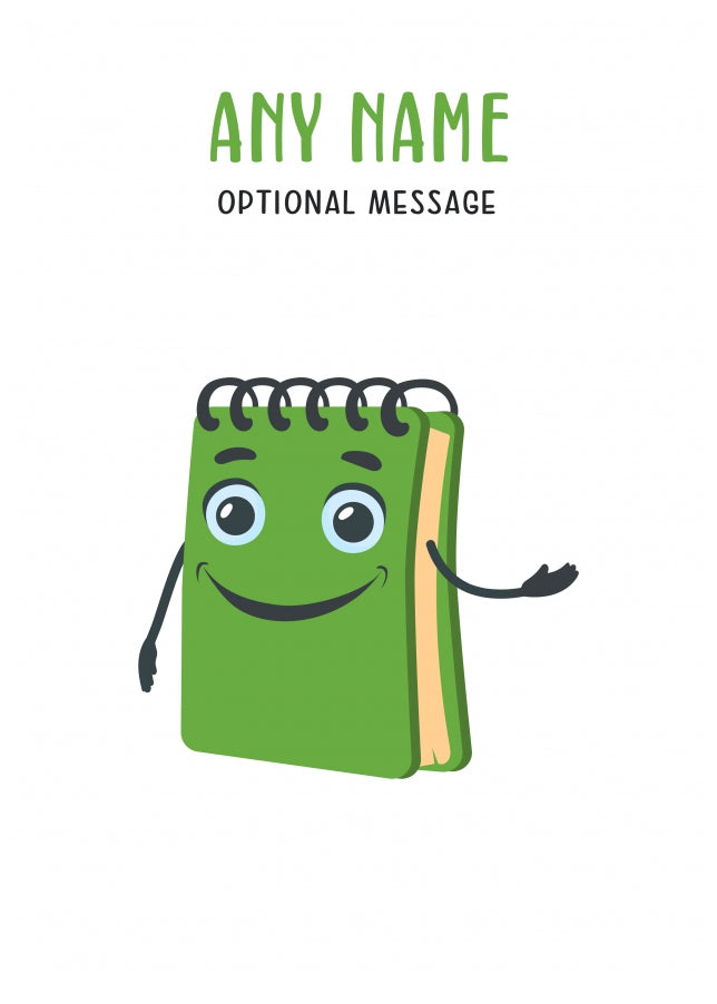 Personalised Card for Teachers (School Notepad Character)