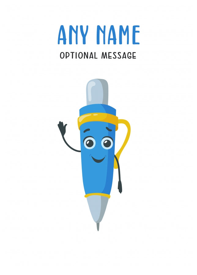 Personalised Card for Teachers (School Pen Character)