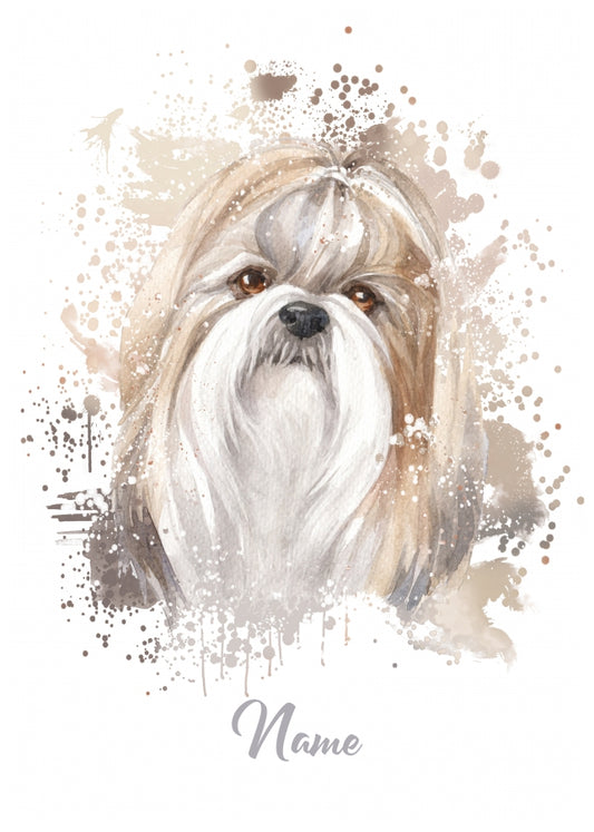 Personalised Shih Tzu Birthday Card - Watercolour Style Dog Cards