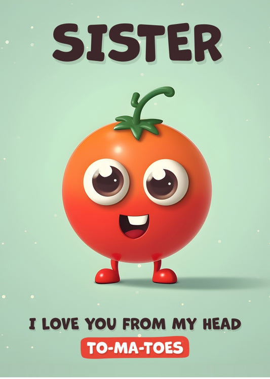 Sister Birthday Card - I Love You Tomatoes - Funny Happy Birthday Sister Card