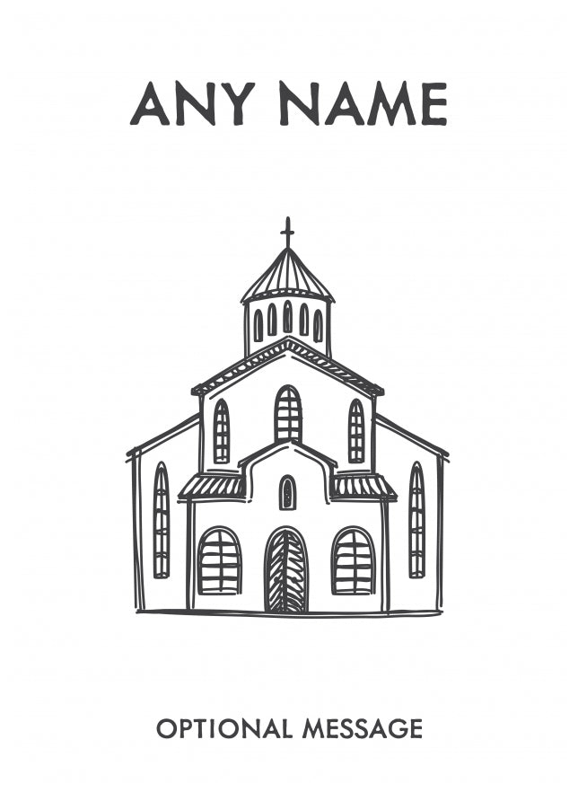 Personalised Religious Cards - Church Sketch