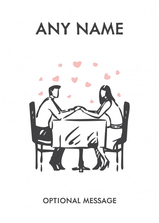 Couple Dining Greetings Card - Love Sketch