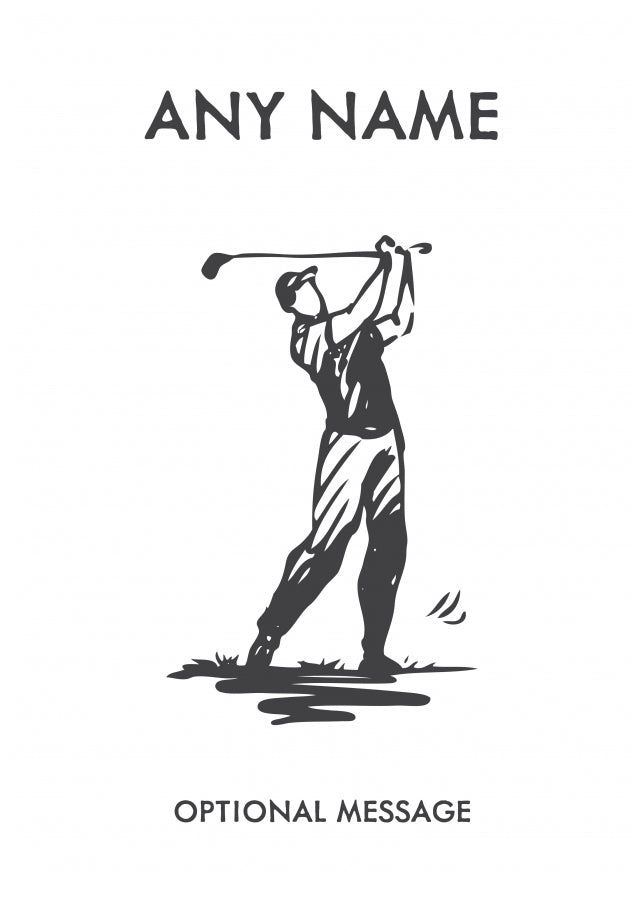 Golfer Greetings Card - Golf Sketch