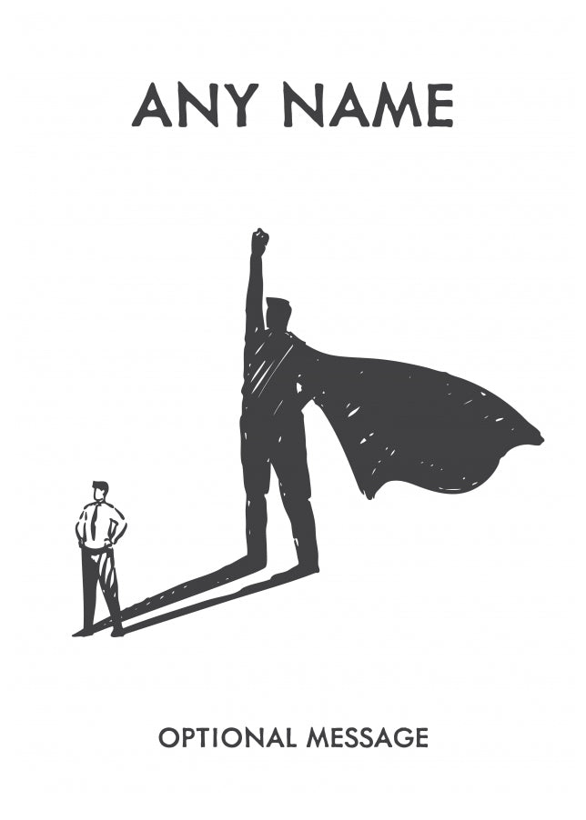 Personalised Card for Teachers (Male Superhero Sketch)