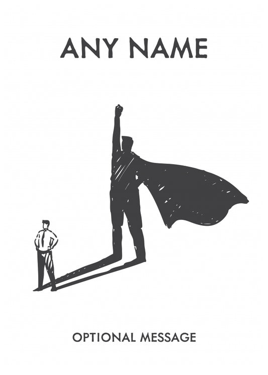 Personalised Card for Teachers (Male Superhero Sketch)