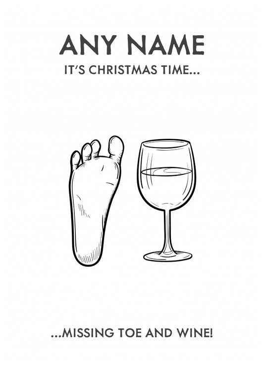 Funny Christmas Card for Boyfriend, Girlfriend, Husband, Wife. Mistletoe & Wine 