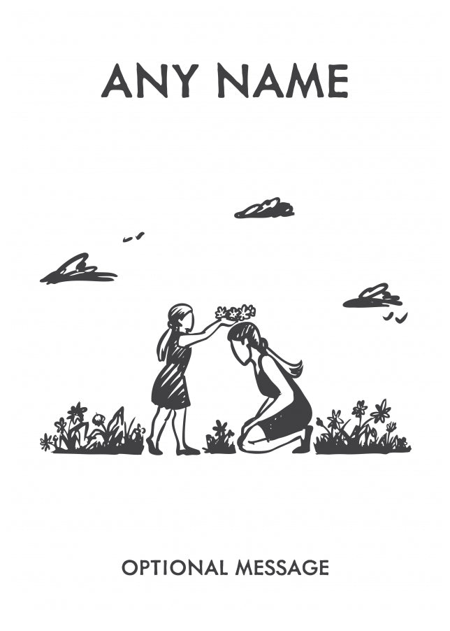 Personalised Greetings Cards for Mum - Mother and Daughter in Garden