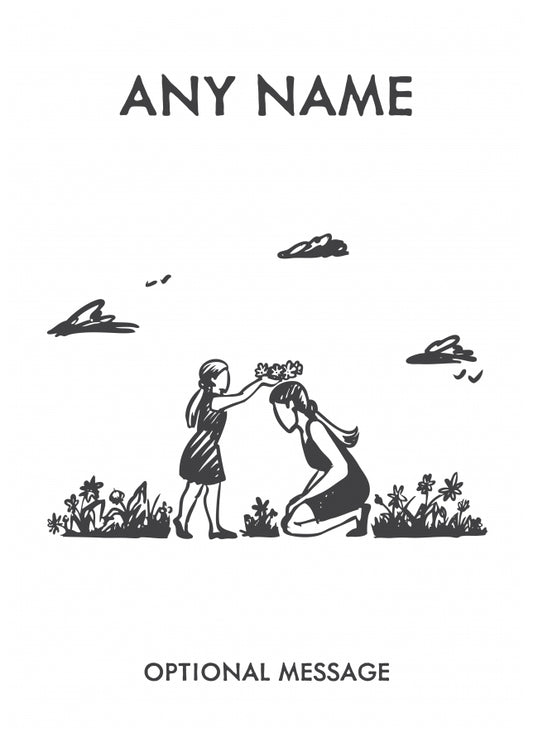Personalised Greetings Cards for Mum - Mother and Daughter in Garden