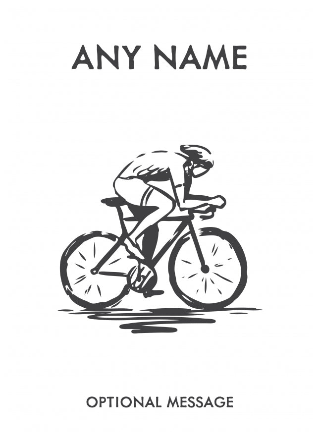 Racing Cyclist Greetings Card - Sketch