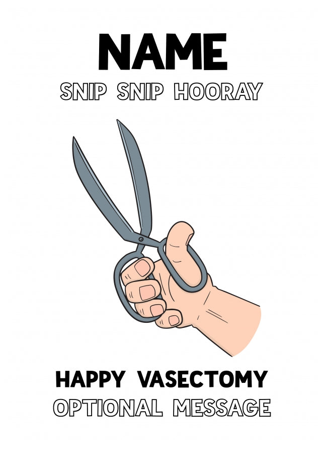 Personalised Get Well Cards for Men - Vasectomy - Snip Snip Hooray