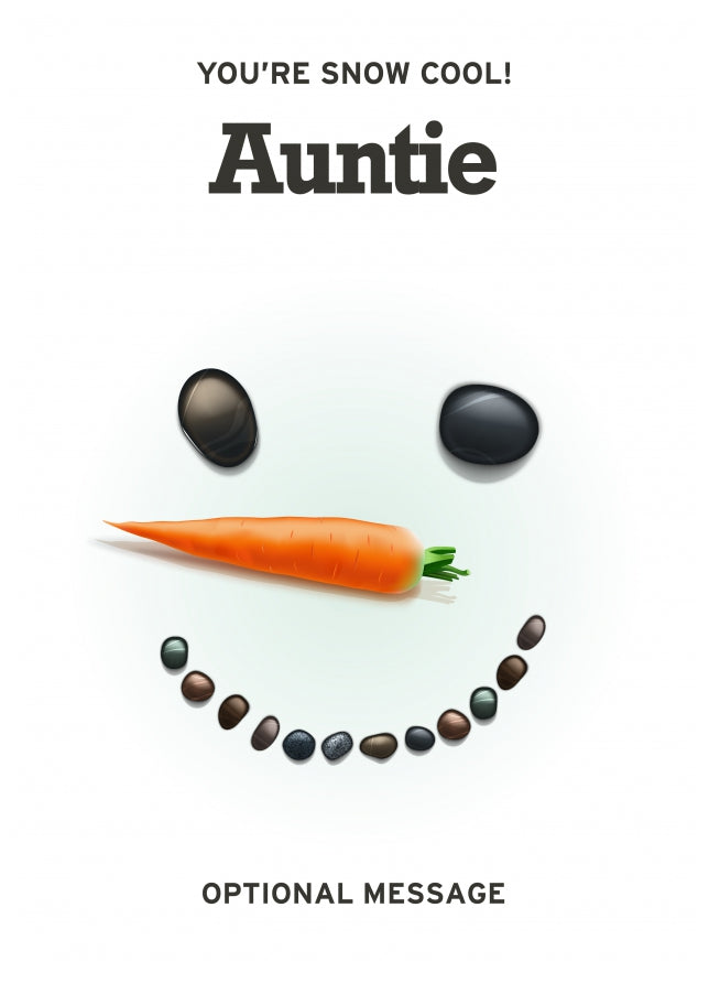 Merry Christmas Card for Auntie - Snowman Face