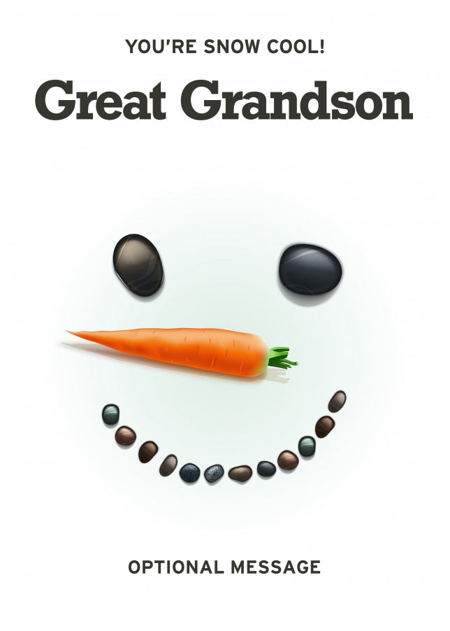 Funny Snowman Christmas Card for AuntieGreat Grandson