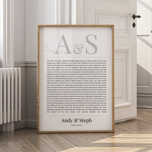 Personalised Song Lyrics Print - Custom Music Wall Art with Initials - {VARIATION}