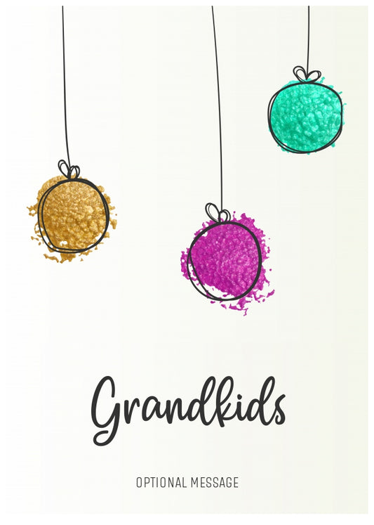 Modern Christmas Card for Grandkids - Splatter Baubles