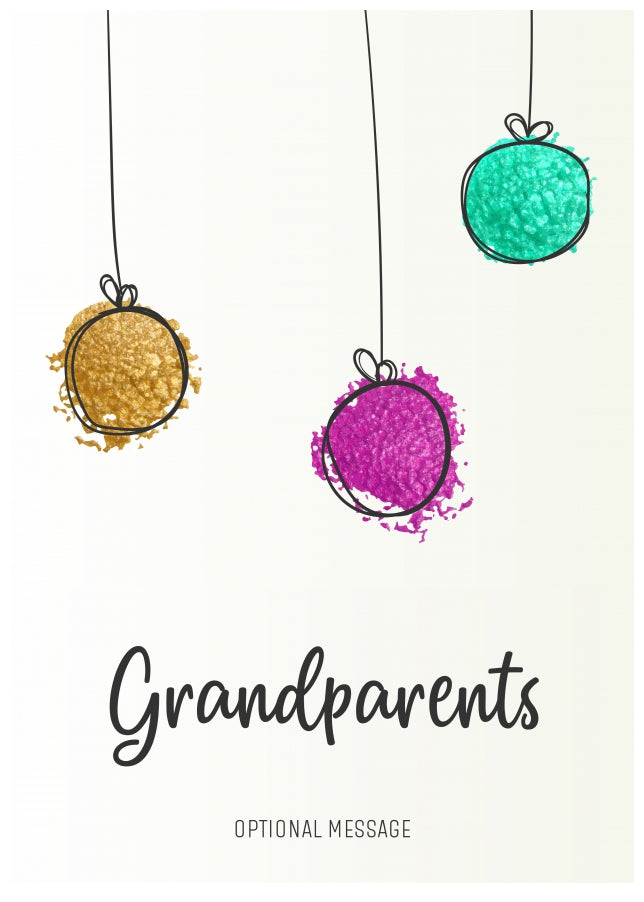 Modern Christmas Card for Grandparents - Splatter Baubles