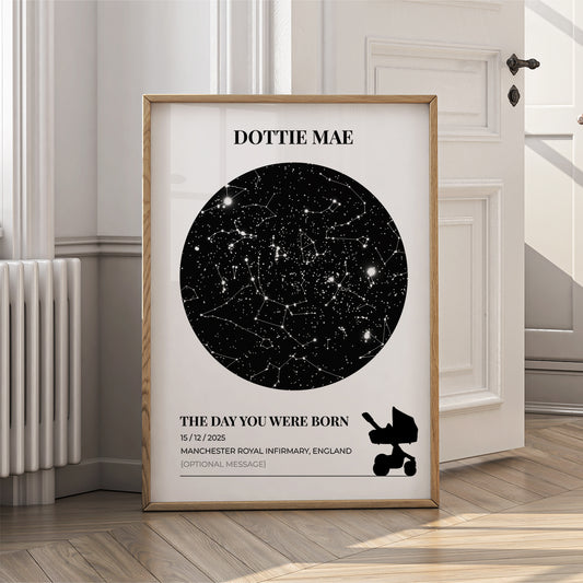Custom Star Map Print - The Day You Were Born Night Sky Wall Art - {VARIATION}