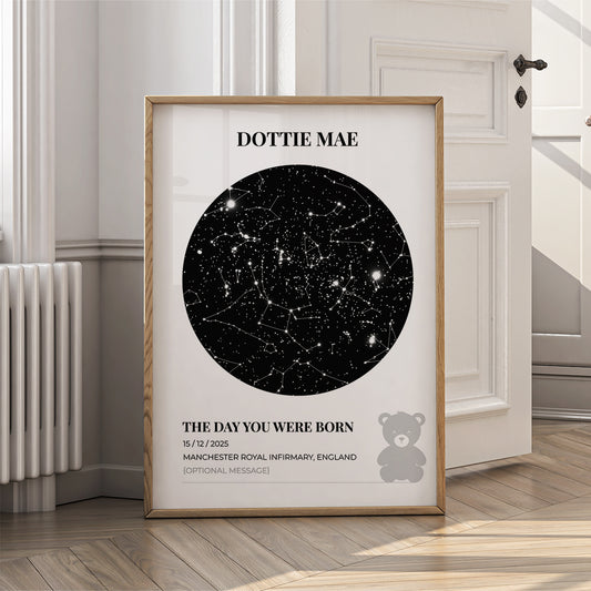 Custom Star Map Print - The Day You Were Born Night Sky Wall Art (Teddy) - {VARIATION}