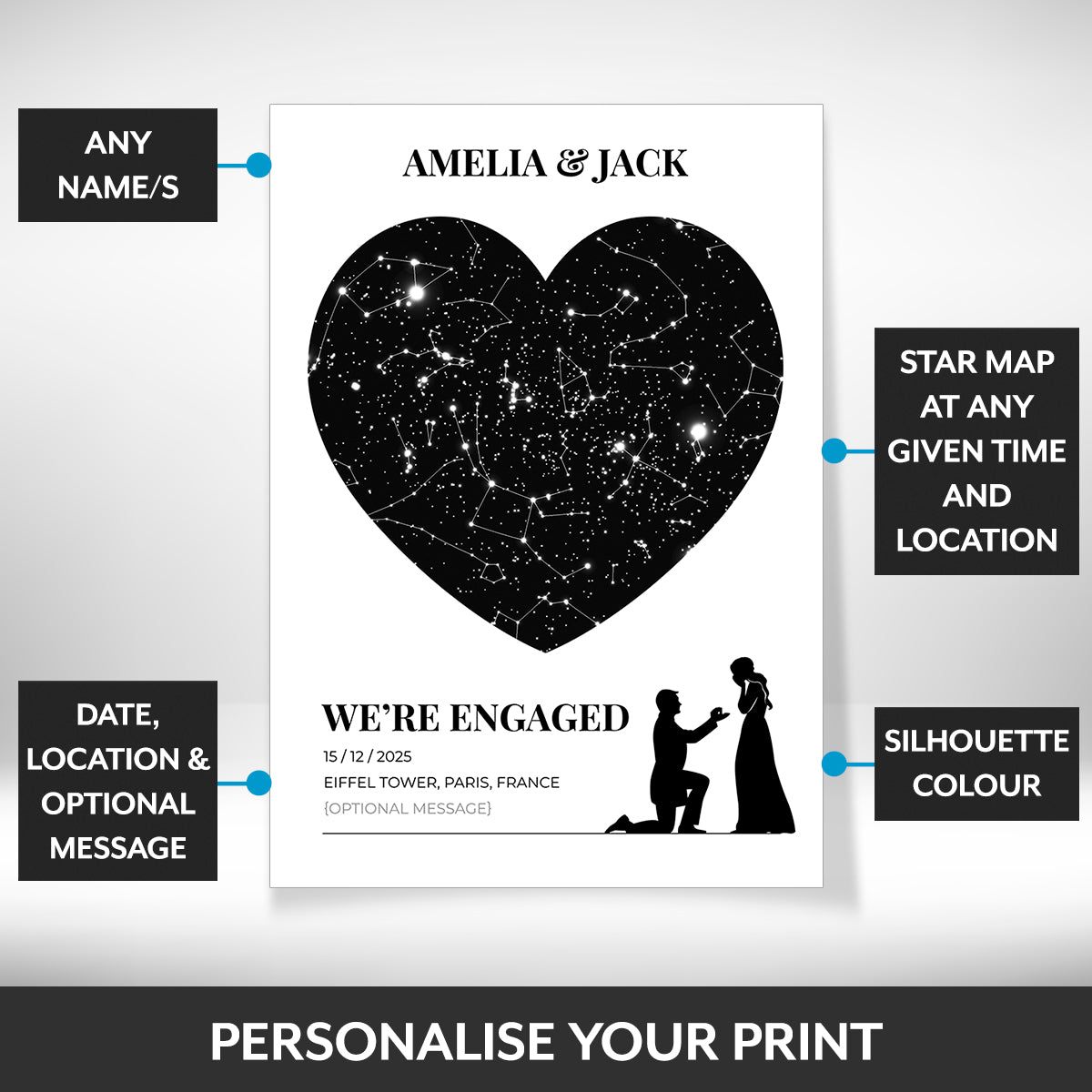 What can be personalised on this engagement gift