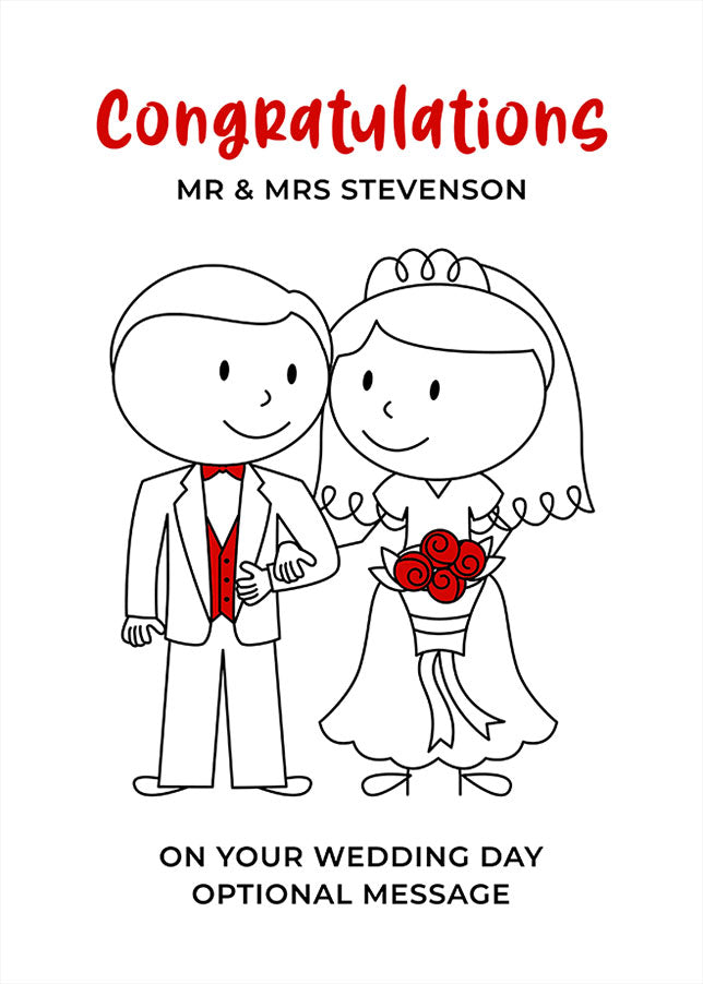 Personalised Stickman Wedding Day Card