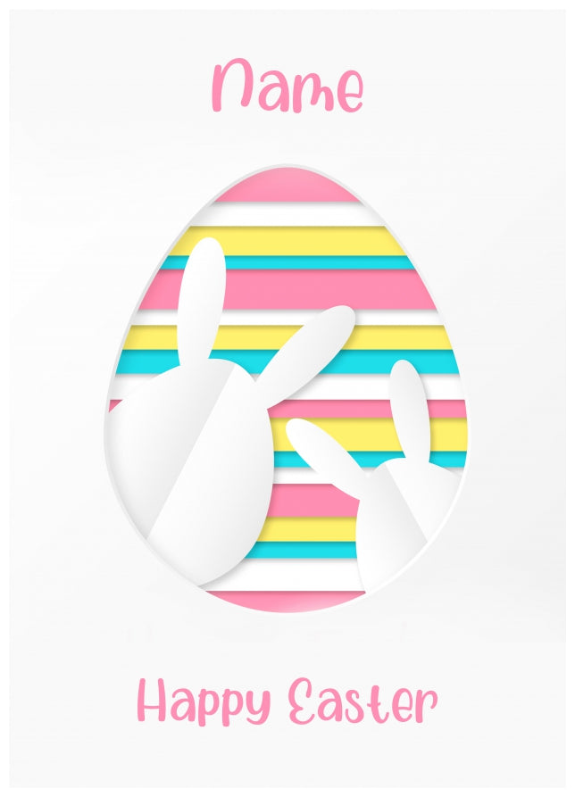 Personalised Striped Egg Easter Card