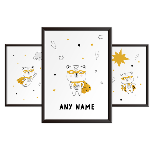 Personalised Superhero Bears Nursery Print Set